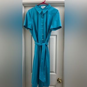 Vintage blue button up mid-calf dress